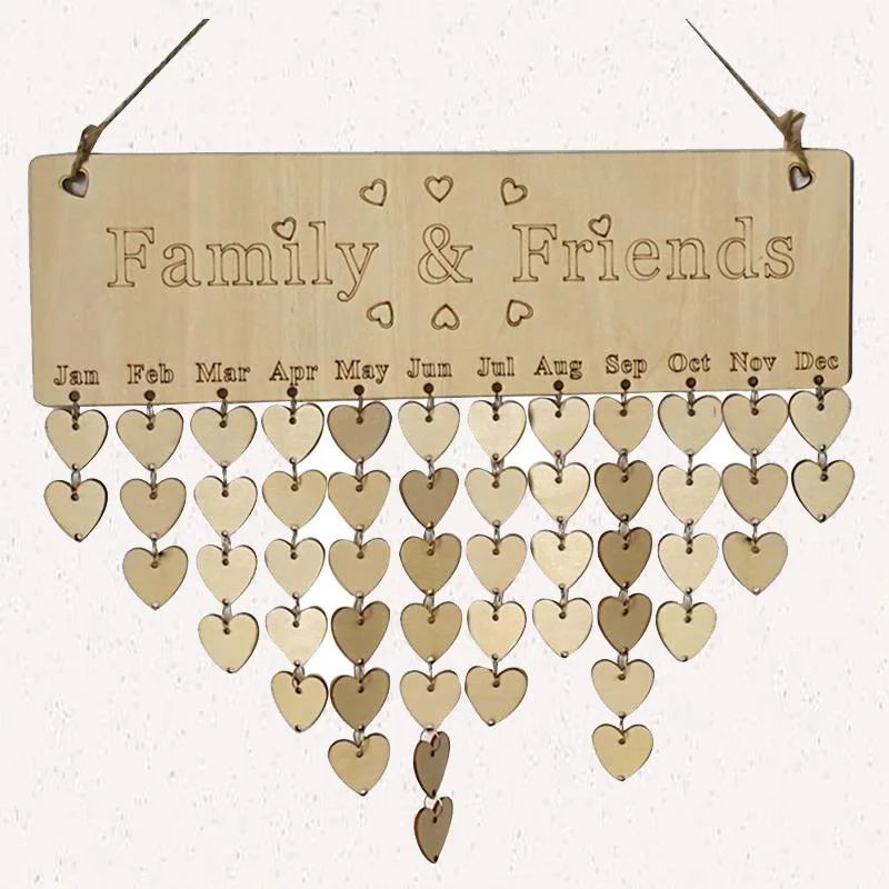 

Wood Birthday Reminder Board Birch Ply Plaque Sign DIY Calendar Accessories Hook Special Dates Planner Board Hanging Deco 2019d7