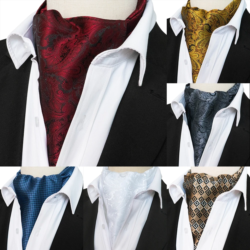 

JEMYGINS Fashion Brand Men Tie Paisley style Cravat Ascot Self British style Gentleman Polyester Silk NeckTies Wedding Party