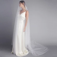 Для женщин, цвета слоновой кости, простая свадебная вуаль, вырезанная, крайний слой, свадебная вуаль из тюля, элегантные прозрачные фотографические аксессуары для головы(заколки), для невесты