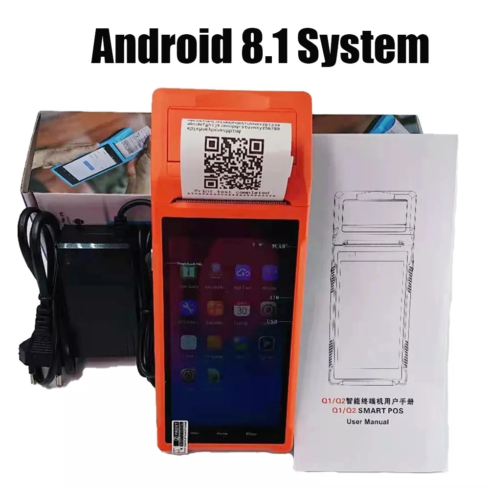 mini printer cheap Android 8.1 PDA Terminal POS Machine 5.5 Inch Touch Screen Built-in 58mm Bluetooth Thermal Receipt Printer Support Wifi GPS sticker printer mini Printers