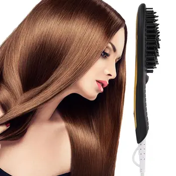 

Electric Hair Straightener Brush Straightening Anti-Scald LED Display Portable EU US