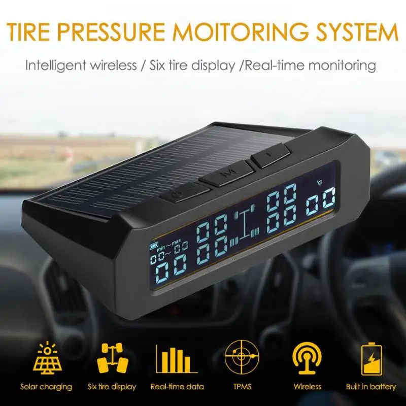 Солнечная мощность автомобиля Грузовик TPMS шин давление монитор системы с 6 внешних датчиков 6 грузовые шины давление охранной сигнализации
