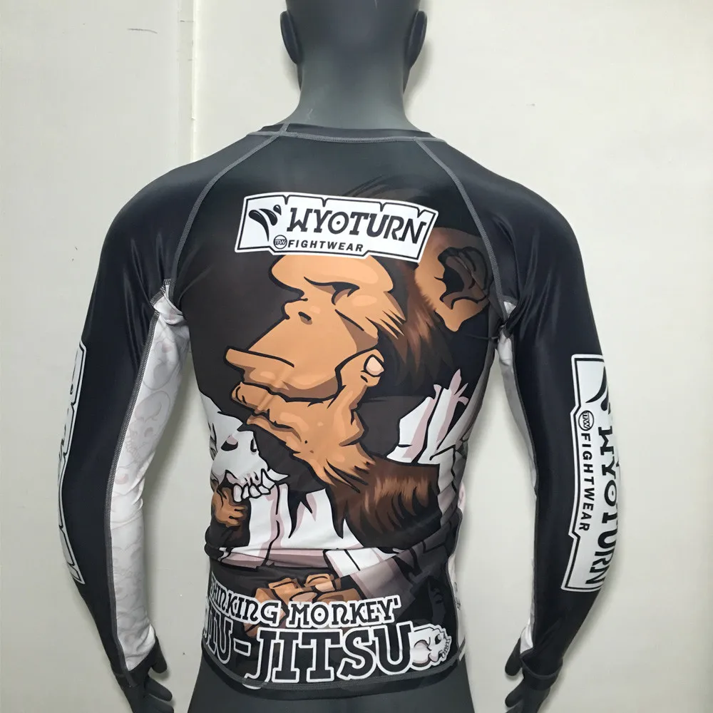 WYOTURN Трикотажные изделия для бокса MMA Рашгард BJJ с рисунком обезьяны Санда Муай