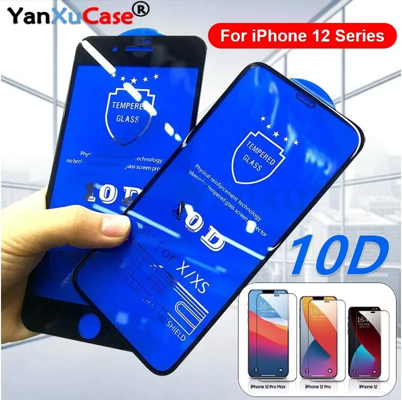 10D Tempered Glass For iPhone 13 12 Mini 11 Pro Max XS XR X 8 6S Plus SE2 Full Cover Screen Protector | Мобильные телефоны и