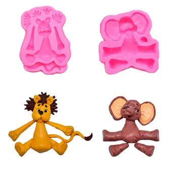 

DIY Bakery Cartoon Animal Elephant Lion Clay Chocolate Fondant Cake Silicone Mould