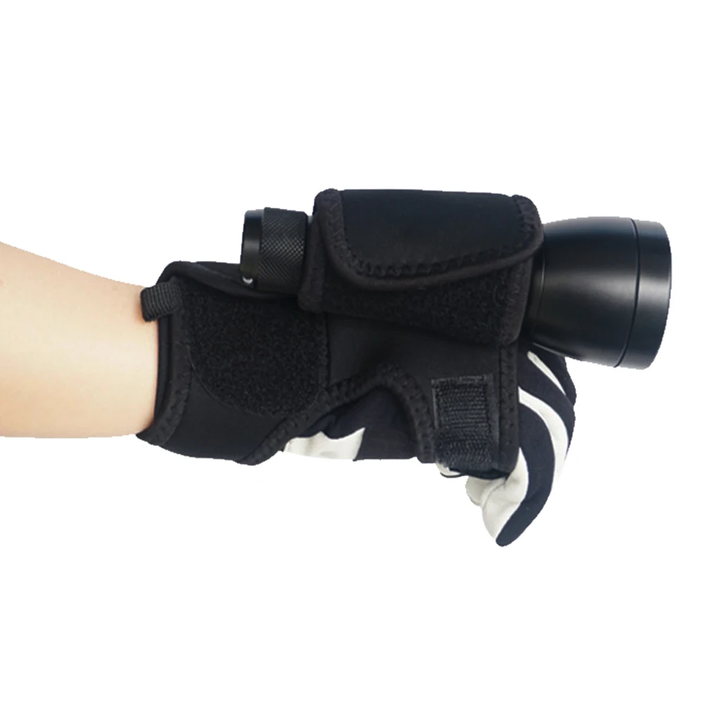 Scuba Diving Dive Underwater Torch LED Flashlight Hand Free Holder Glove Holster Hand Mount