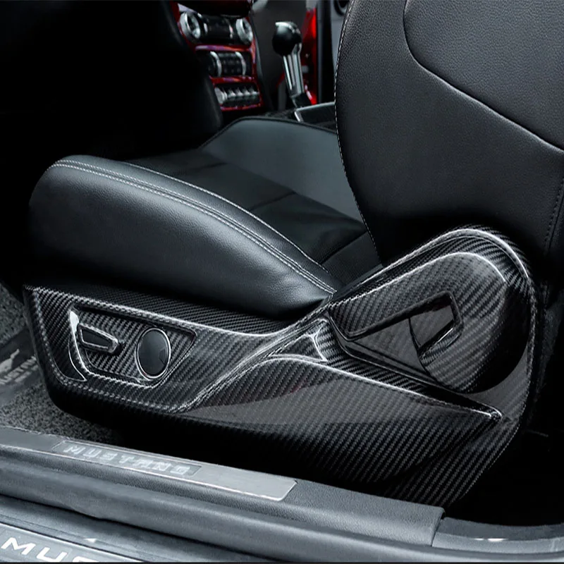 

carbon fiber car seat adjustment button panel decorative shell sticker cover For 15-20 Ford Mustang Interior accessories