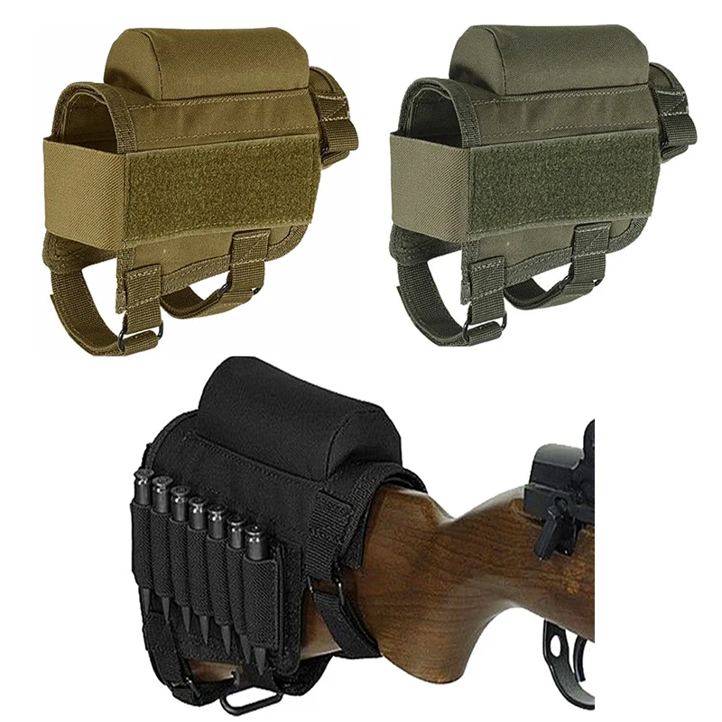 

Adjustable Outdoor Tactical Butt Stock Rifle Cheek Rest Pouch Bullet Holder Nylon Riser Pad Ammo Cartridges Bag