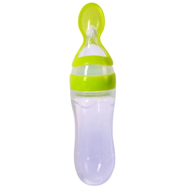 Соковыжималка для новорожденных бутылочка для кормления силиконовая тренировочная ложка для риса для младенцев зерновые пищевые добавки питатель безопасные столовые инструменты - Цвет: Green
