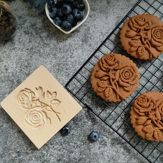 Moule à biscuit en bois - Tampon de cuisson sculpté - Moule pour