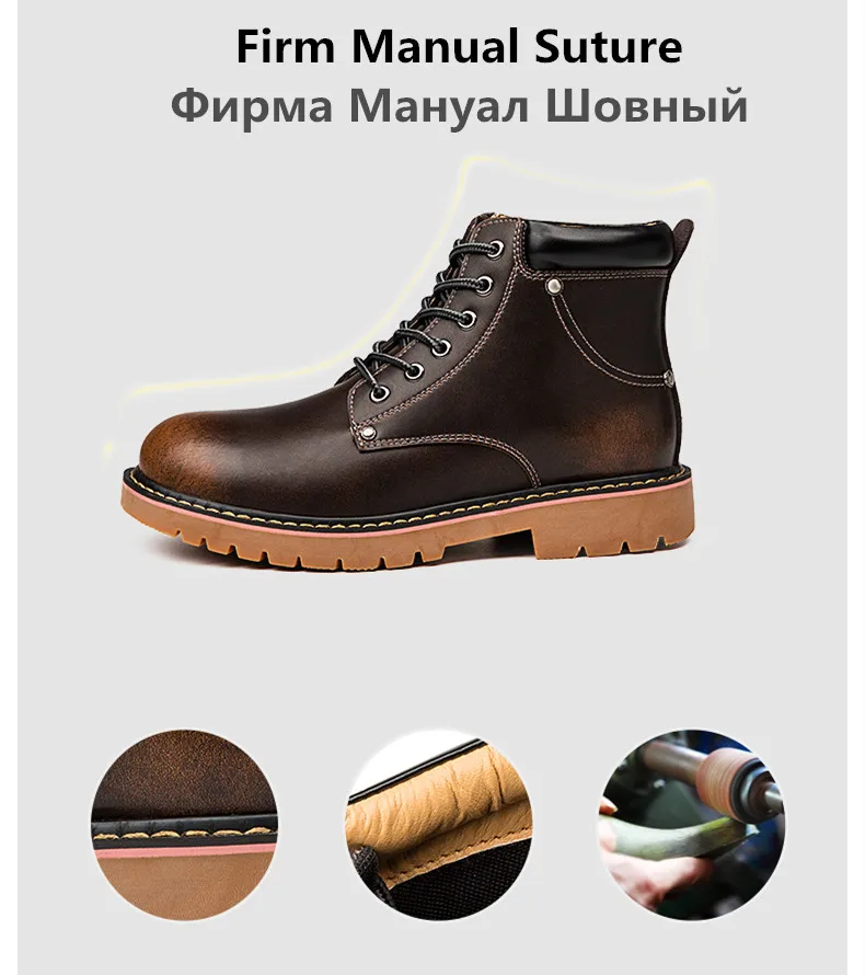 Новые мужские ботильоны Качественная мужская обувь из натуральной кожи зимние Ботинки Зимняя обувь теплые мужские ботинки на меху