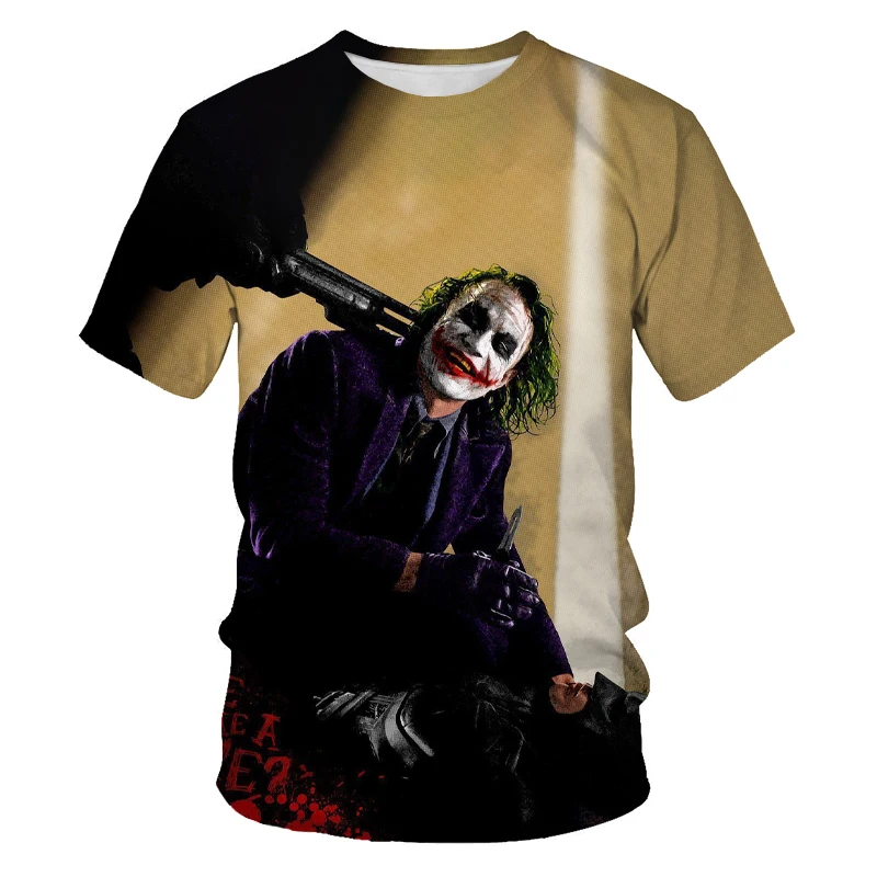 

Europe and the United States hot sale 3D digital new movie clown character pattern printing casual men's short-sleeved T-shirt