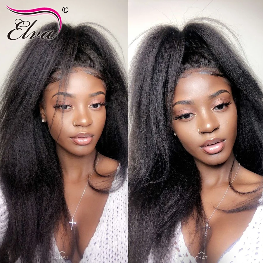 Yaki Straight Lace Front Wig With Baby Hair Glueless Lace Front Human Hair Wigs 13x6 HD Lace Frontal Wig PrePlucked 250% Density