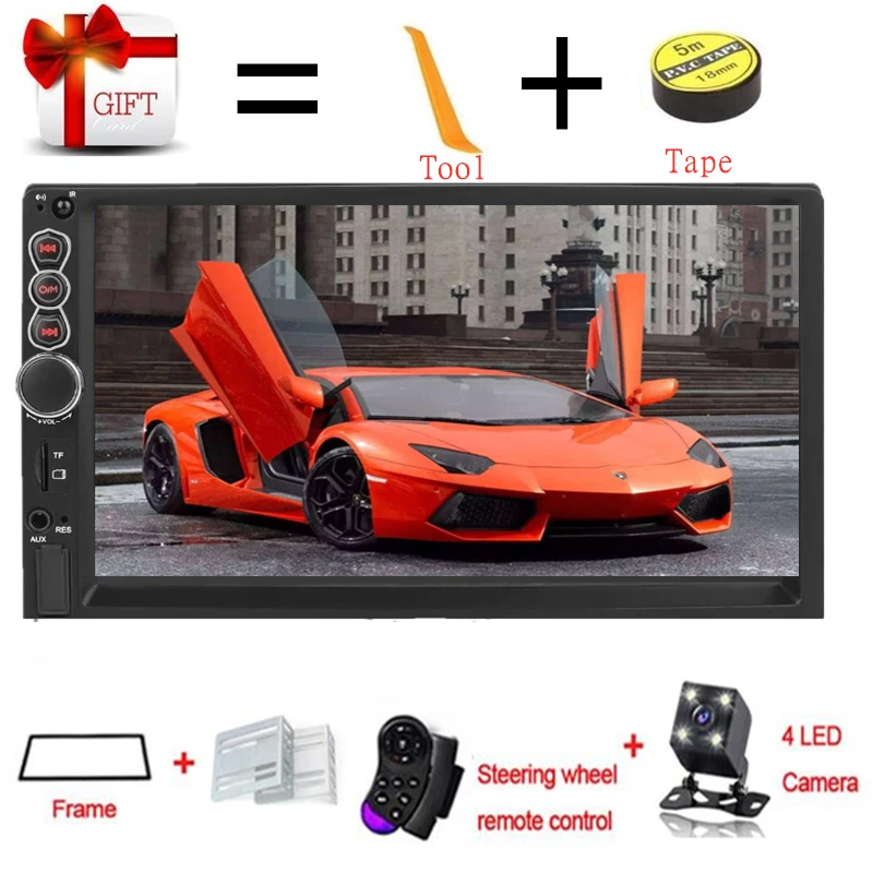 2 Din LCD сенсорный экран Авторадио автомобильный Радио плеер 7 &quotbluetooth Зеркало