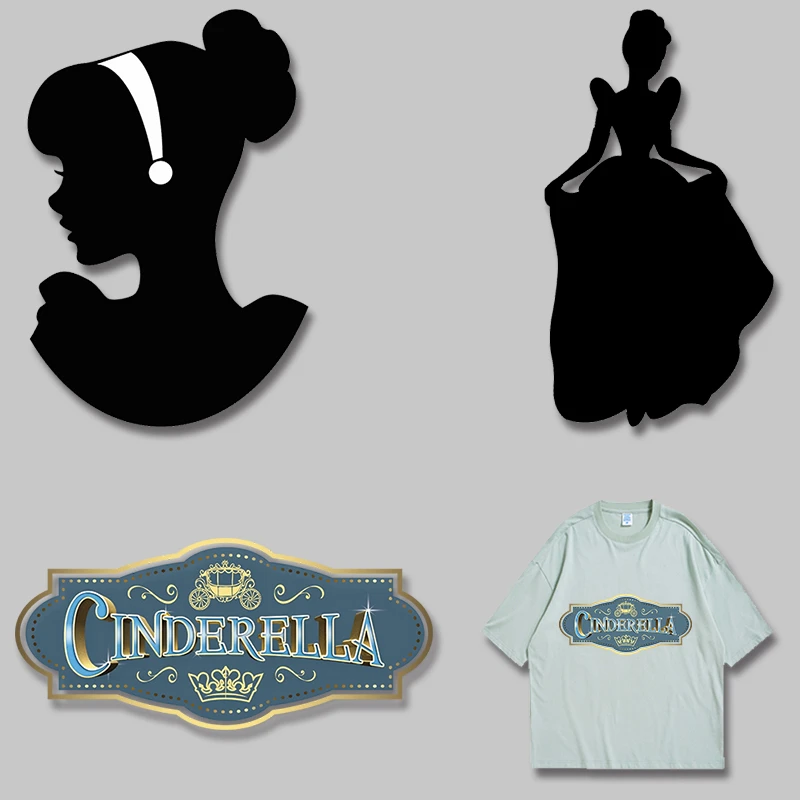 漫画のディズニー転写パッチ 黒い影のパターン Pvc 熱転写 衣類のステッカー 生地 パッチ Aliexpress