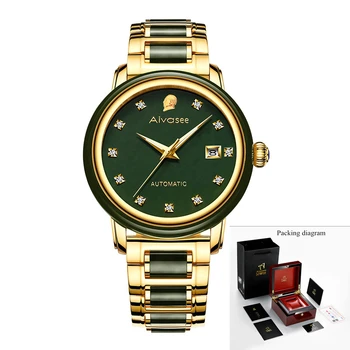 

LUXURY BRAND NEW MEN WATCH TOP HETIAN JADE DIAMOND FASHION WOMEN WATCHES AUTOMATIC MECHANICAL HOLLOW BUSINESS MALE WATCHES