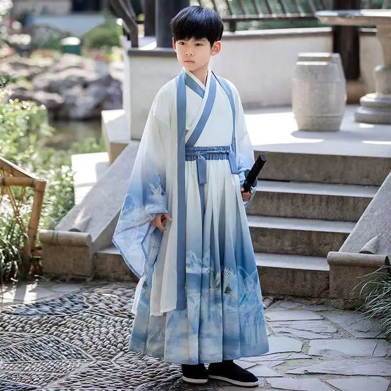Hanfu Boys Summer Thin Children Ancient Costumes Martial Arts Costumes Chinese Style Summer Cosplay Costumes