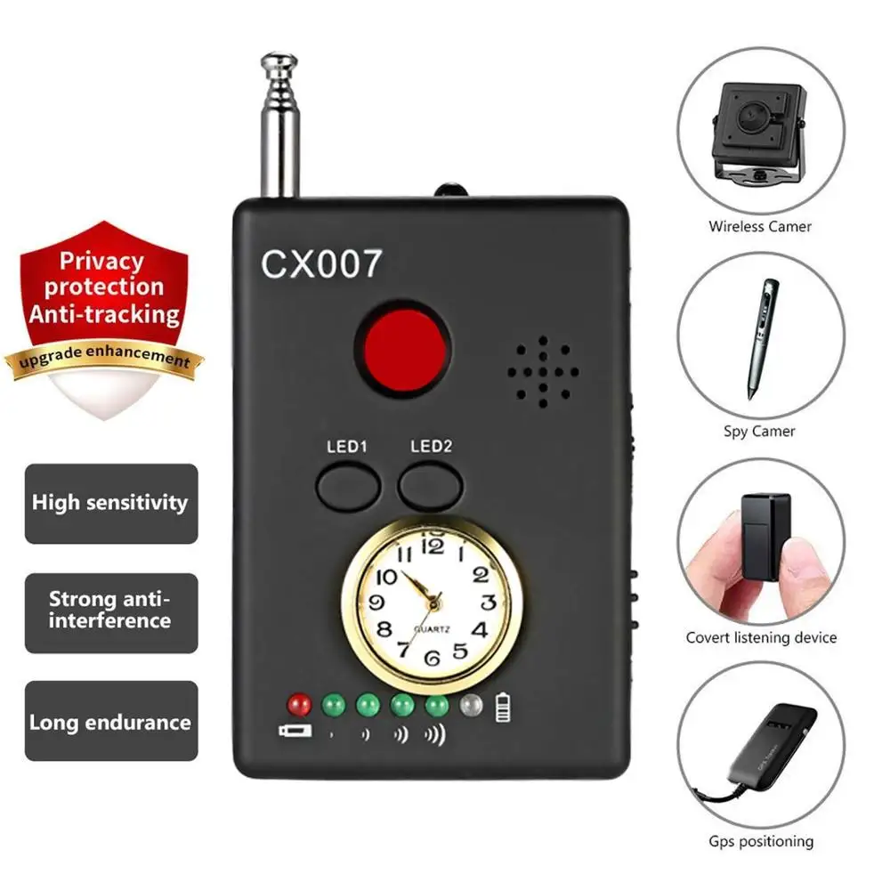 

CX007 Anti Spy Wiretap Gps Jammer Dedektor Wireless Hidden Camera Cell Phone GPS RF Sound Signal Spy Devices Finder Wiretap Bug