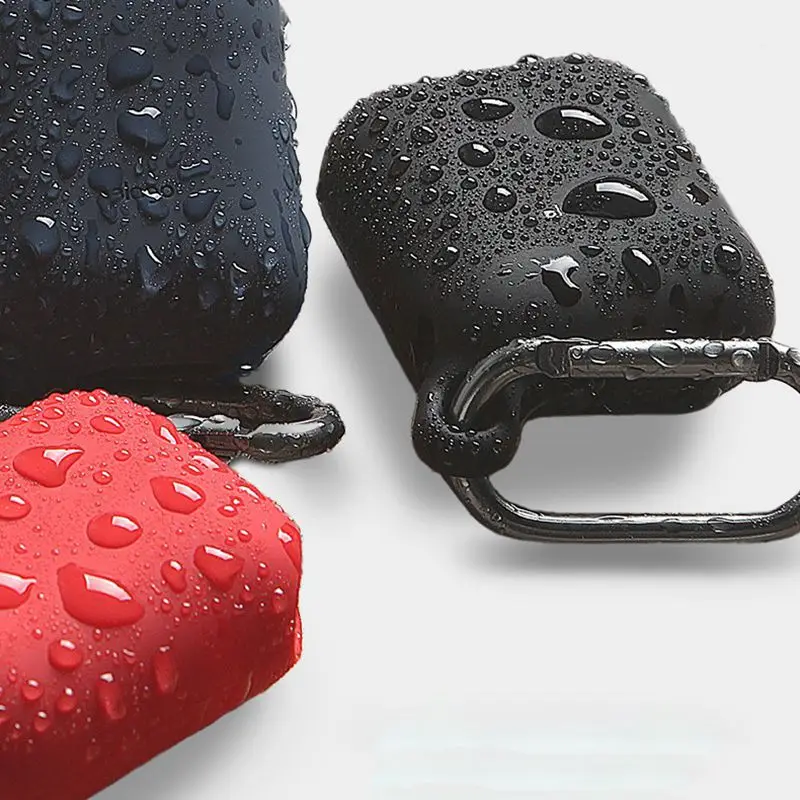 

Waterproof Earphone Case For Airpods 1/2 Soft Smooth Silicone Bluetooth Wireless Anti-drop Protective Cover Hook Up Buckle