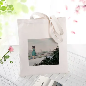 

green series Canvas Tote Bag Handbag Shopping Bag Custom Print Logo Text DIY Daily Use Eco Ecologicas Reusable Recycle