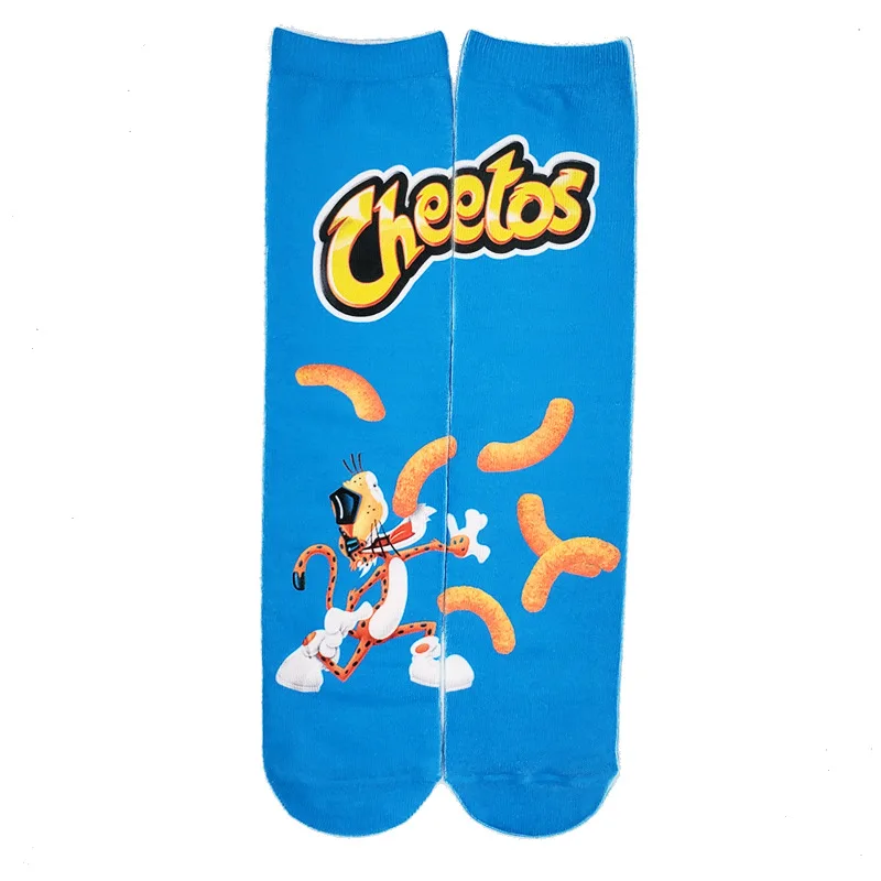 Модные мужские носки унисекс с 3D принтом осенние забавные длинные носки с картофельными чипсами мужские хлопковые и классные подарки для мужчин - Цвет: 13