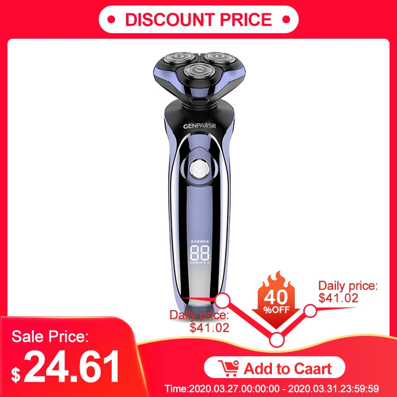 

IPX7 Waterproof Multi-Functional Electric Shaver USB Fast Charging 4D 3 Head Floating Shaving Electric Razor For Men