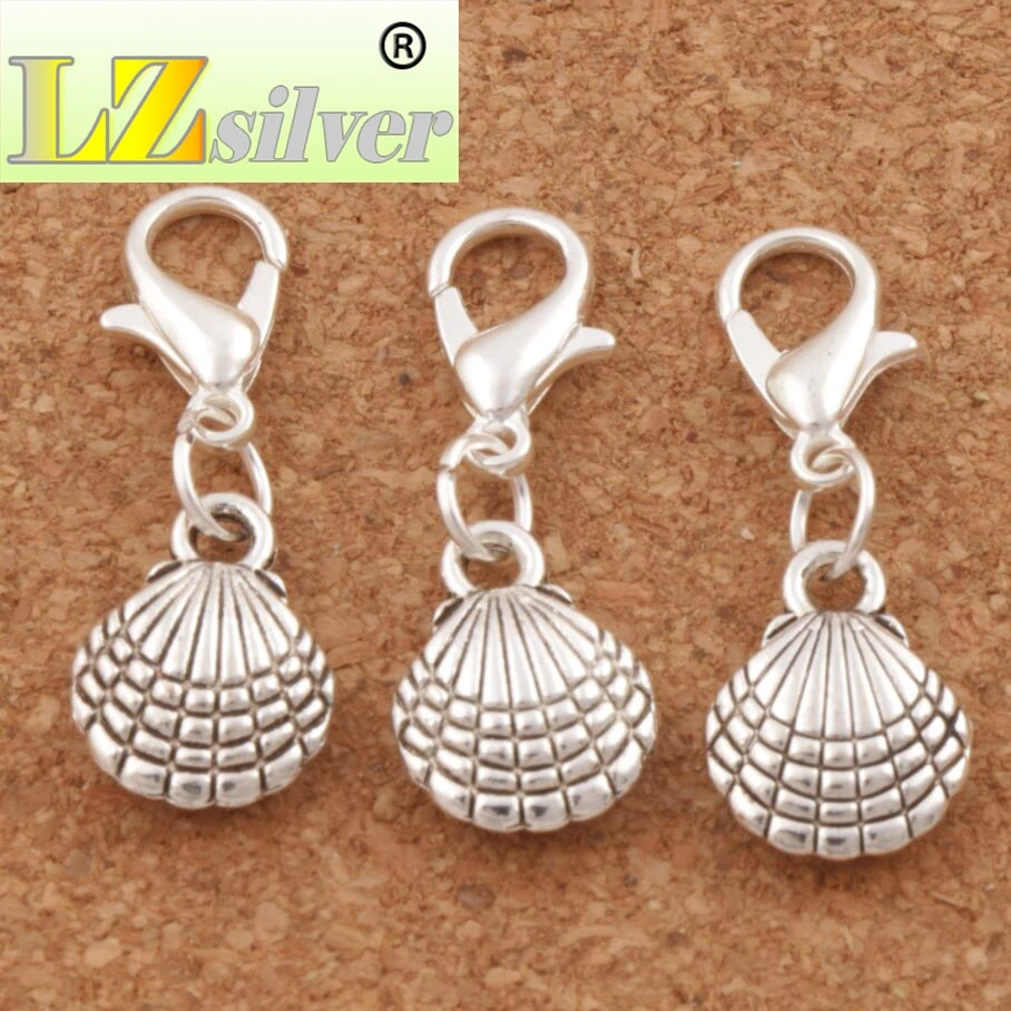 Shell Lobster Claw Clasp Charm Beads 26.8x9.9mm 100pcs zinc alloy Jewelry DIY C1175