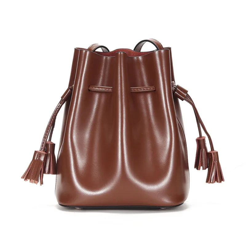 

2020 Designer Genuine Leather Female Messenger Bag Bucket Ladies Summer Handbags Shopping Women Crossbody Bag Shoulder Bags