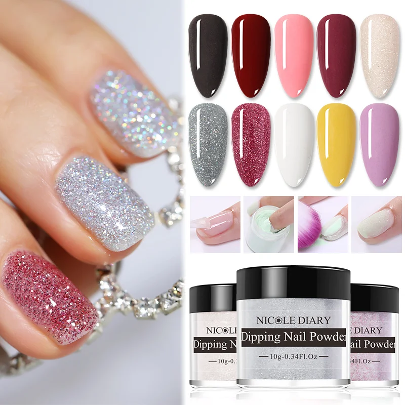 Nail Powder Nail Glitter Nail Pigment Nail Decoration Nail Decorations Nail Powder Set NICOLE DIARY Color Dipping Nail Powder