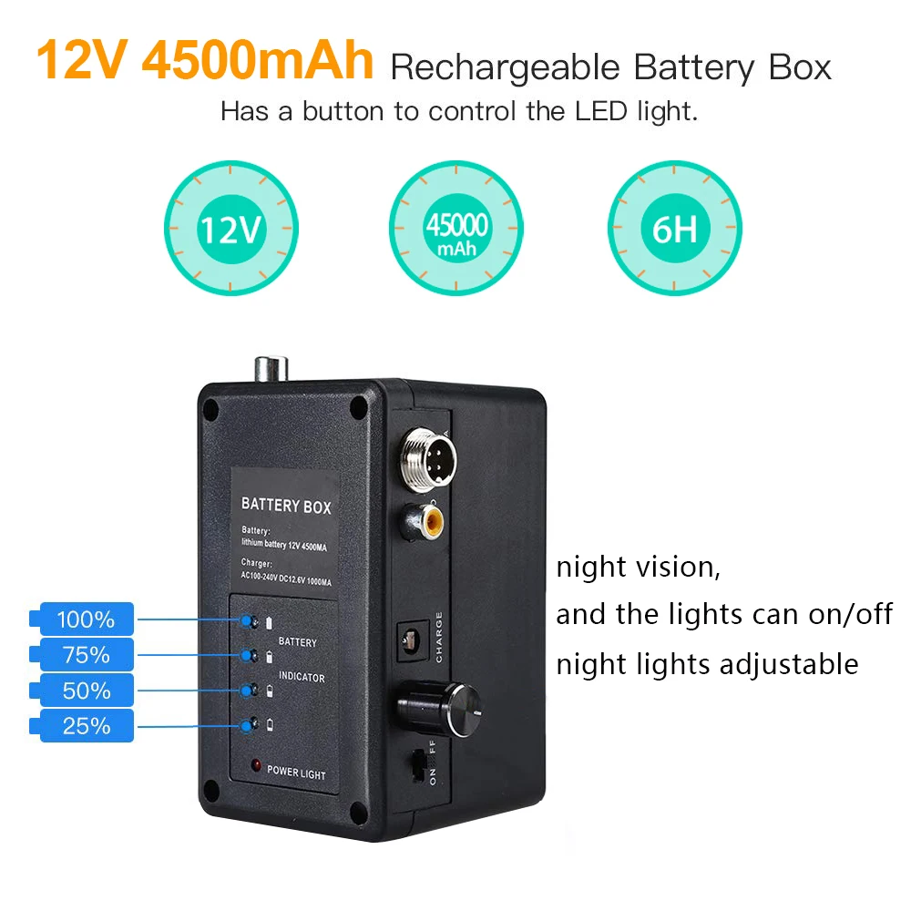 7 ũ   巹 ˻ Ŭ ī޶ ý 12V4500MA Ƭ ͸ 20m 6.5mm  ī޶ 