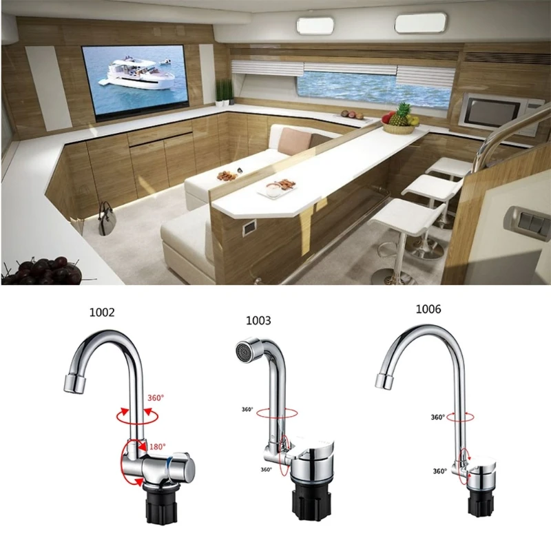 1Piece Copper Faucet High-end Folding Faucet Water Tap 360 Degree Cold Hot Water Faucet for RV Marine Boat Yacht