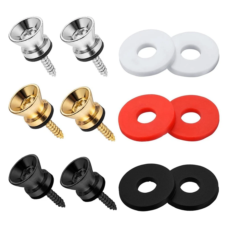 

Guitar Strap Part 3 Pair Guitar Strap Buttons End Pins and 3 Pair Rubber Guitar Strap Blocks