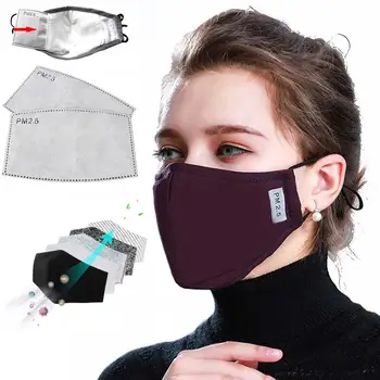 

Cotton PM2.5 Black mouth Mask anti dust mask Activated carbon filter Windproof Mouth-muffle bacteria proof Flu Face masks Care