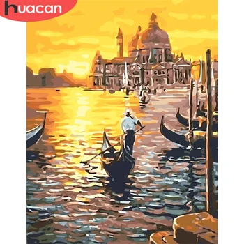 

HUACAN Oil Painting By Numbers Scenery Drawing On Canvas DIY Pictures By Number Hand Painted Paintings Seascape Art Home Decor