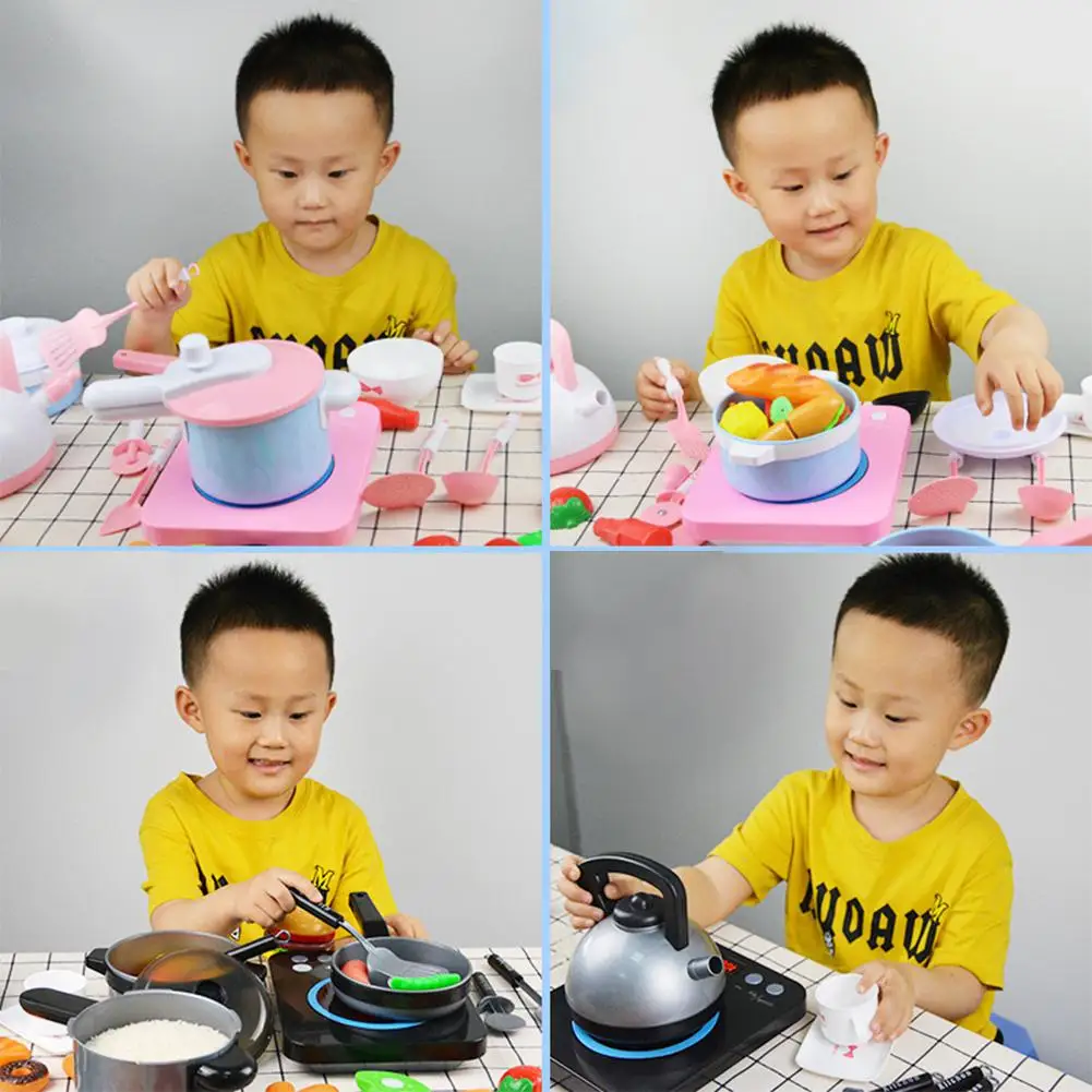 Детская ИМИТИРОВАННАЯ индукционная плита игрушечный миксер игровой симулятор гамбургер кухонная утварь набор для детей
