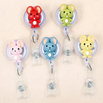 

Cartoon Rabbit Mouse Retractable Creative Plastic Badge Holder Reel Student Nurse Exhibition Enfermera Girl Name Card Chest Card