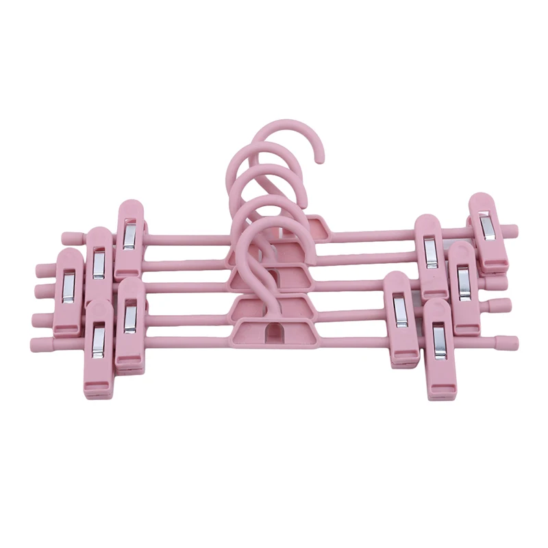 pink 5 шт./упак. Soild Цвет многофункциональная Пластик штаны для детей плотные многослойная стекируемые зажим для брюк не оставляющая следов Non-slip Пластик зажим - Цвет: pink