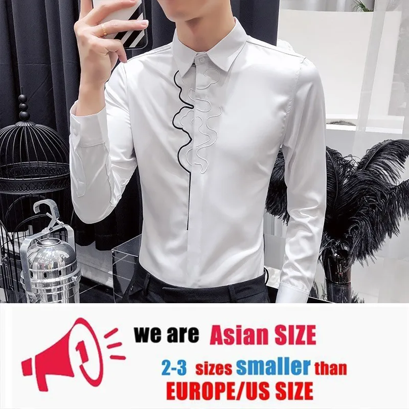 Мужские рубашки с вышивкой, повседневные, облегающие, Camisa Social camiseta Masculina, деловые рубашки, дизайнерские рубашки для смокинга, мужские белые рубашки - Цвет: white