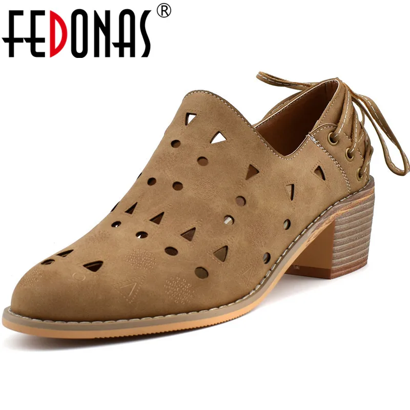 

FEDONAS Quality Cross-Tied Women Pumps Round Toe High Heels Vintage Women New Spring Summer Shoes Fashion Prom Shoes Woman