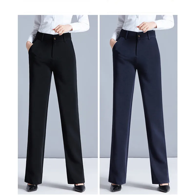 Womens Formal Pants Ribbed High Waisted Suit Pants Business