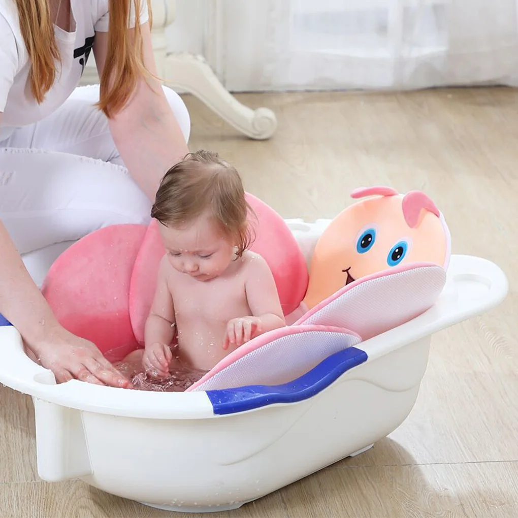 Foldable Newborn Bath Tub/Bed/Pad Cartoon Animal Kids Shower Net Comfortable Baths Chair/Shelf Infant Bathtub Support