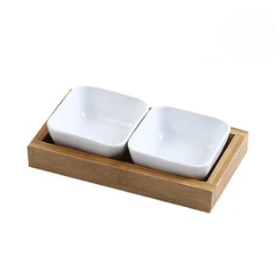 2 bowls-13 Японский стиль керамический Банкетный контейнер для закусок Фруктовая тарелка набор тарелок для сухофруктов и конфет миска для торта с деревянным поддоном - Цвет: 2 bowls-13