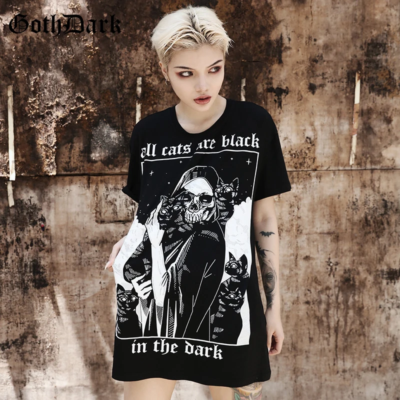 Женская готическая футболка Goth Dark Винтажная в стиле панк осень 2020|Футболки| |