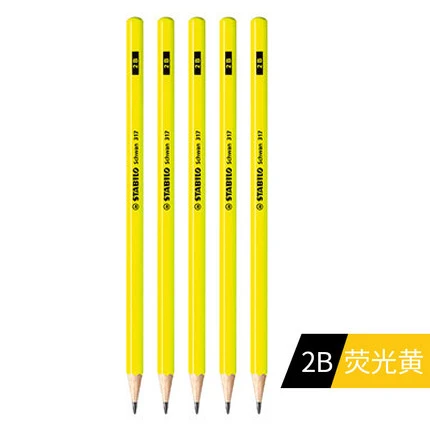 2B Yellow 5 шт./лот Stabilo 317 шестиугольные стандартные карандаши HB/2B деревянные нетоксичные цветные Стандартные Карандаши - Цвет: 2B Yellow