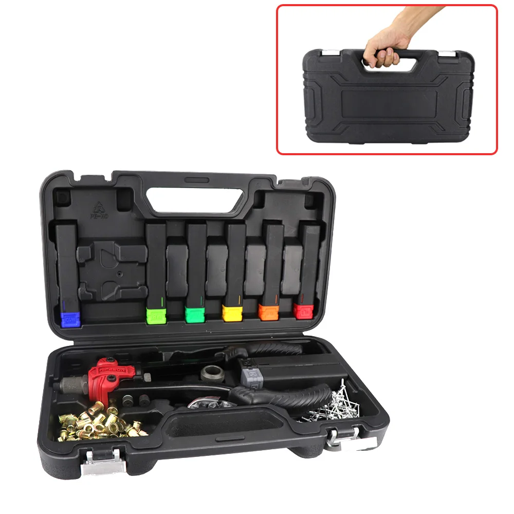 HIFESON 619 Three-in-one Multi-function Manual Ram Gun Rivet Nut Gun Rivet Reaming 90PCS M3-M10 Nuts 50PCS Rivets Set