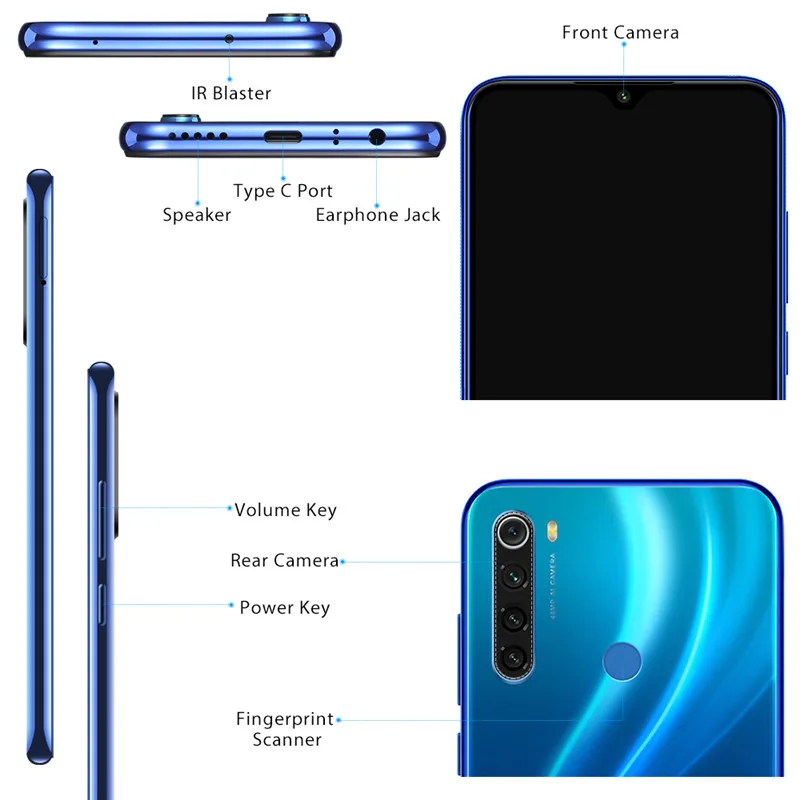 Смартфон Xiaomi Redmi Note 8 с глобальной версией, 4 Гб, 128 ГБ, 48мп, четыре камеры Snapdragon 665, 4000 мА/ч, 18 Вт, QC 3,0, мобильный телефон