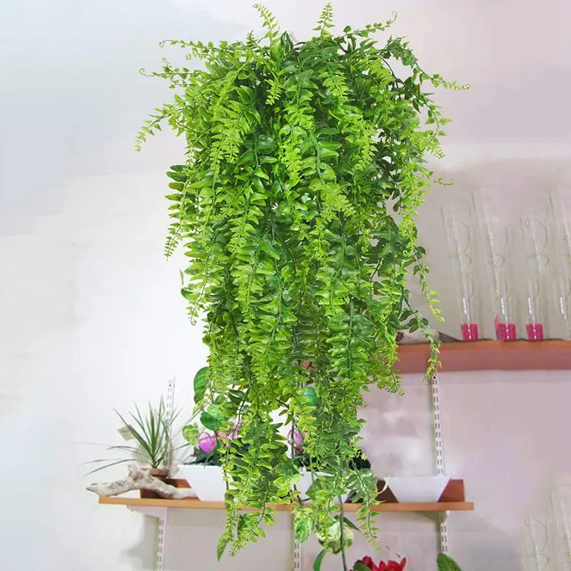 Plants Vines Fern Persian Rattan Fake Hanging Plant faux hanging Boston ferns flowers Vine Outdoor Plastic for Wall Indoo | Дом и сад