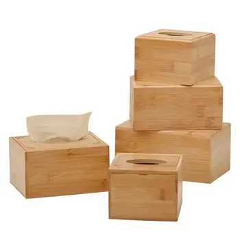 

Fashion Bamboo Tissue Box Creative Seat Type Roll Storage Paper Box Tissue Canister Eco-Friendly Wood Table Decor (Random Color)