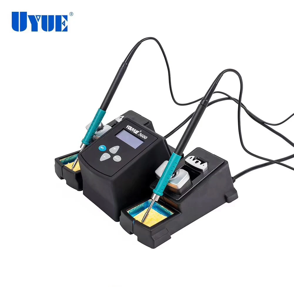 Паяльная станция, двойной электрический утюг, UYUE-3600 температуры, цифровой дисплей, регулируемая двухканальная ручка, паяльная станция