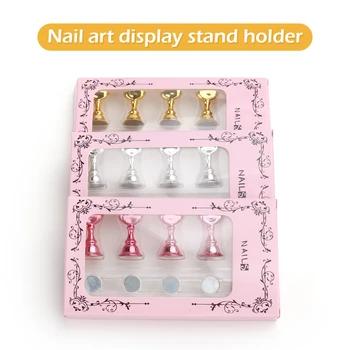 

1Set Magnetic Fake Nail Display Stand Tips Practice Training Display Stand Base Crystal Nail Art Polishing Manicure Tools